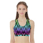 Rainbow Skull Checkerboard Sports Bra with Border
