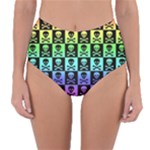 Rainbow Skull Checkerboard Reversible High-Waist Bikini Bottoms