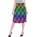 Rainbow Skull Checkerboard Midi Beach Skirt