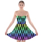 Rainbow Skull Checkerboard Strapless Bra Top Dress