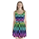 Rainbow Skull Checkerboard Split Back Mini Dress 