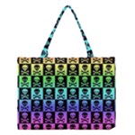 Rainbow Skull Checkerboard Medium Tote Bag