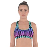 Rainbow Skull Checkerboard Cross Back Sports Bra