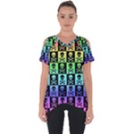 Rainbow Skull Checkerboard Cut Out Side Drop Tee