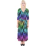 Rainbow Skull Checkerboard Quarter Sleeve Wrap Maxi Dress