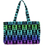 Rainbow Skull Checkerboard Canvas Work Bag