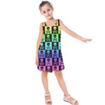Rainbow Skull Checkerboard Kids  Sleeveless Dress