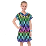 Rainbow Skull Checkerboard Kids  Drop Waist Dress
