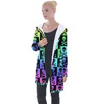 Rainbow Skull Checkerboard Longline Hooded Cardigan