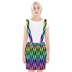 Rainbow Skull Checkerboard Braces Suspender Skirt