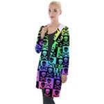 Rainbow Skull Checkerboard Hooded Pocket Cardigan