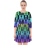 Rainbow Skull Checkerboard Smock Dress