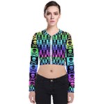 Rainbow Skull Checkerboard Long Sleeve Zip Up Bomber Jacket