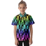 Rainbow Skull Checkerboard Kids  Short Sleeve Shirt