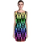 Rainbow Skull Checkerboard Sleeveless Velvet Midi Dress