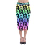 Rainbow Skull Checkerboard Velvet Midi Pencil Skirt
