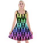 Rainbow Skull Checkerboard Reversible Velvet Sleeveless Dress