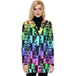 Rainbow Skull Checkerboard Button Up Hooded Coat 