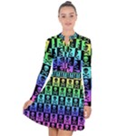 Rainbow Skull Checkerboard Long Sleeve Panel Dress