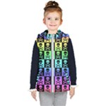 Rainbow Skull Checkerboard Kids  Hooded Puffer Vest