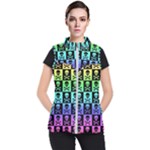 Rainbow Skull Checkerboard Women s Puffer Vest