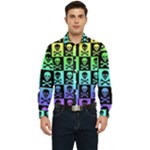 Rainbow Skull Checkerboard Men s Long Sleeve  Shirt