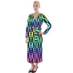 Rainbow Skull Checkerboard Velvet Maxi Wrap Dress