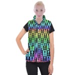 Rainbow Skull Checkerboard Women s Button Up Vest