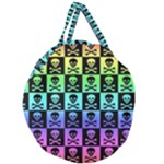 Rainbow Skull Checkerboard Giant Round Zipper Tote