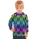 Rainbow Skull Checkerboard Kids  Hooded Pullover