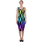 Rainbow Skull Checkerboard Sleeveless Pencil Dress