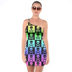 One Shoulder Ring Trim Bodycon Dress 