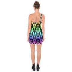 One Shoulder Ring Trim Bodycon Dress 