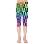 Rainbow Skull Checkerboard Kids  Capri Leggings 