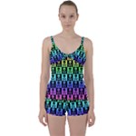 Rainbow Skull Checkerboard Tie Front Two Piece Tankini