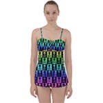 Rainbow Skull Checkerboard Babydoll Tankini Set