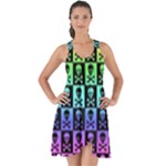 Rainbow Skull Checkerboard Show Some Back Chiffon Dress