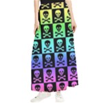 Rainbow Skull Checkerboard Maxi Chiffon Skirt