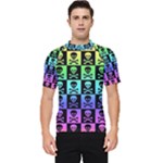 Rainbow Skull Checkerboard Men s Short Sleeve Rash Guard