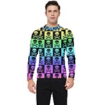 Rainbow Skull Checkerboard Men s Long Sleeve Rash Guard