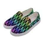 Rainbow Skull Checkerboard Women s Canvas Slip Ons