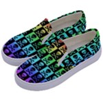 Rainbow Skull Checkerboard Kids  Canvas Slip Ons