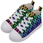 Rainbow Skull Checkerboard Kids  Mid-Top Canvas Sneakers