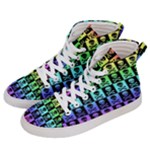 Rainbow Skull Checkerboard Women s Hi-Top Skate Sneakers