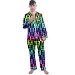 Rainbow Skull Checkerboard Men s Long Sleeve Satin Pajamas Set