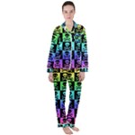 Rainbow Skull Checkerboard Satin Long Sleeve Pajamas Set