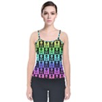 Rainbow Skull Checkerboard Velvet Spaghetti Strap Top