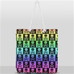 Rainbow Skull Checkerboard Full Print Rope Handle Tote (Large)
