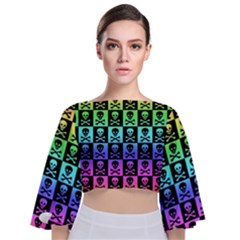 Tie Back Butterfly Sleeve Chiffon Top 