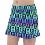 Rainbow Skull Checkerboard Classic Tennis Skirt